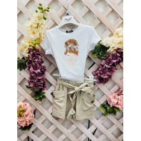 COMPLETO RAGAZZA SHORTS LINO